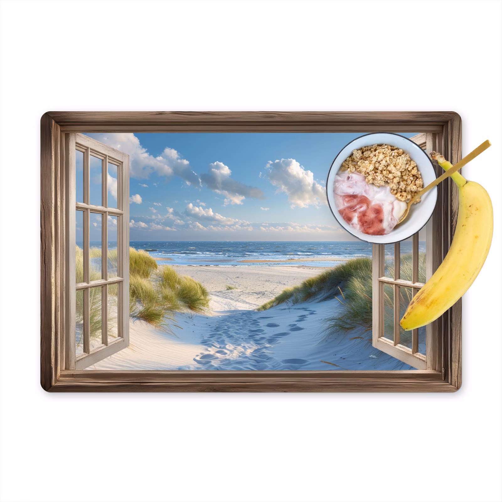 Placemat vinyl - Doorkijk - Strand - Raam - Duinen - Zee — 1