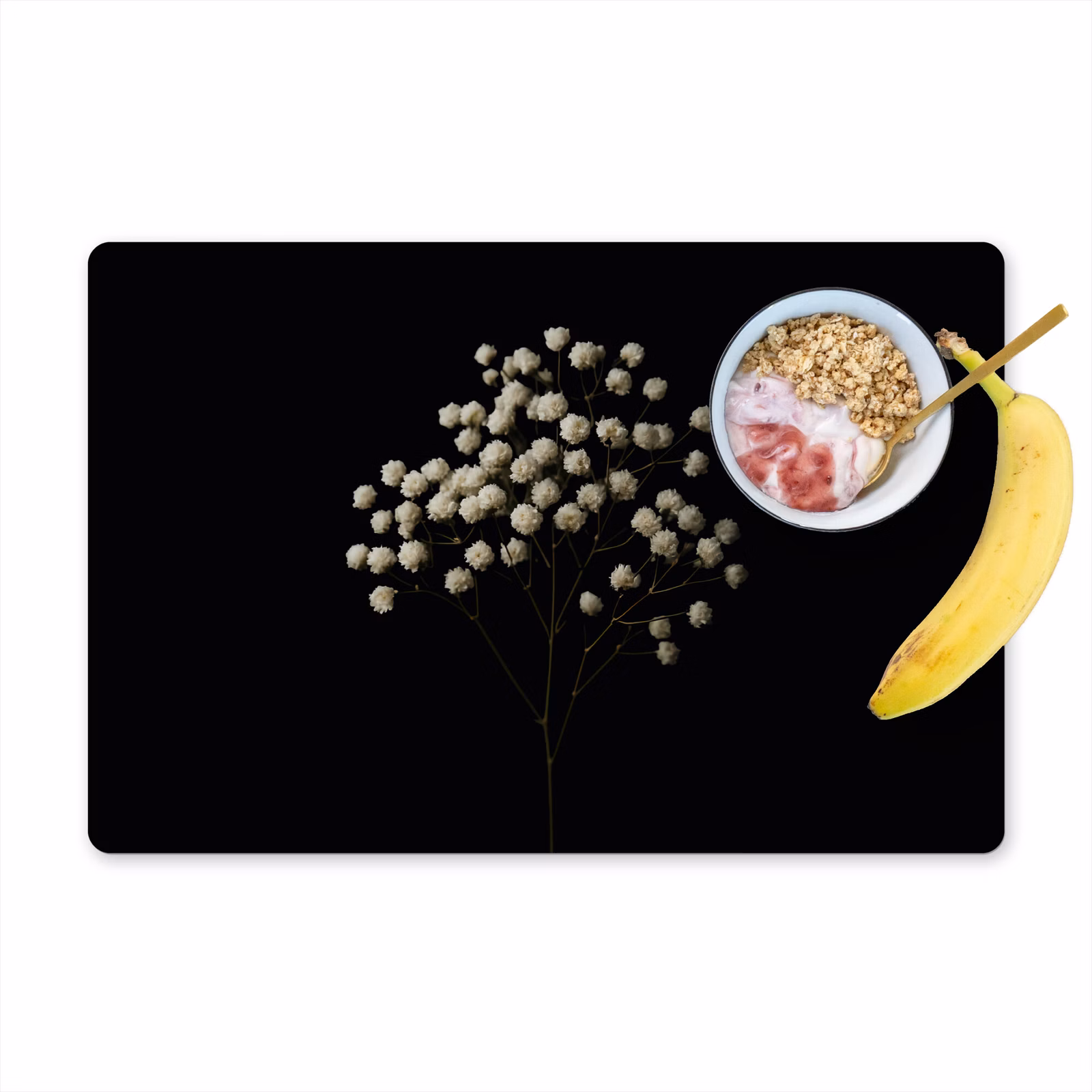 Placemat vinyl - Gipskruid - Bloemetjes - Wit - Minimalistisch — 1