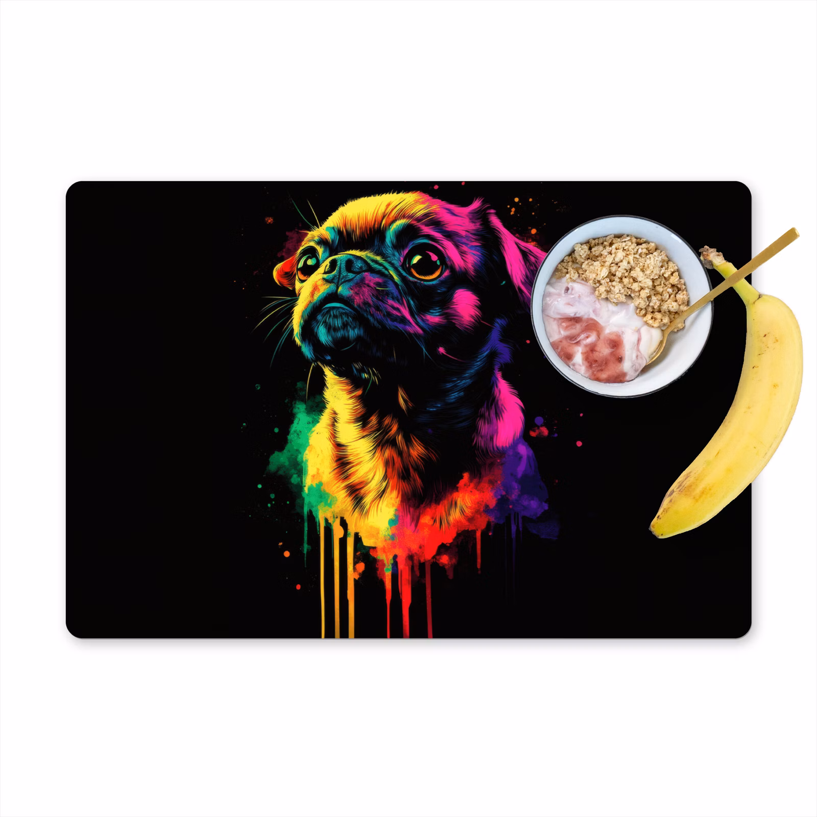 Placemat vinyl - Puck - Hond - Verf - Kleuren — 1