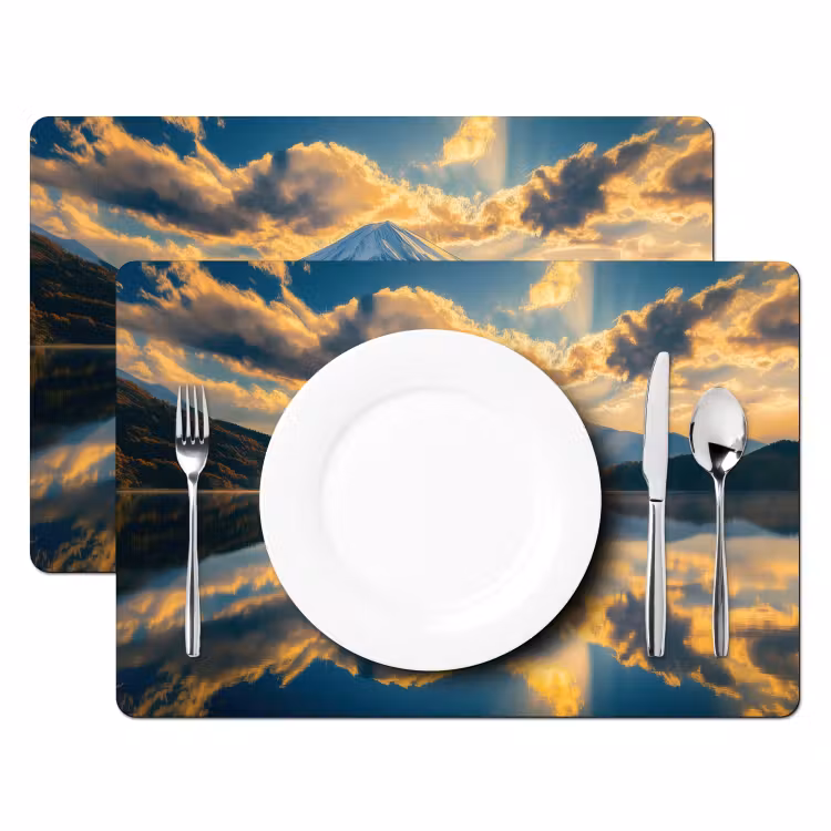 Placemat vinyl - Berg - Rivier - Zonsondergang — 2