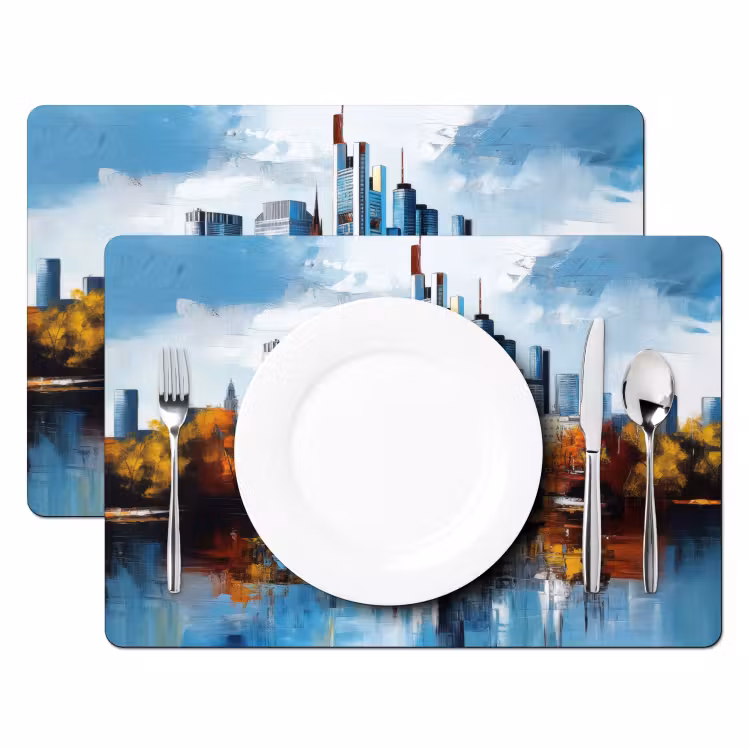 Placemat vinyl - Bomen Frankfurt- Stad - Skyline - Brug — 2