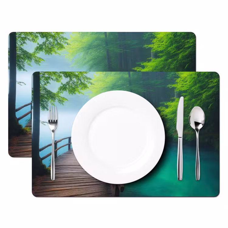 Placemat vinyl - Brug - Water - Rivier - Bos — 2