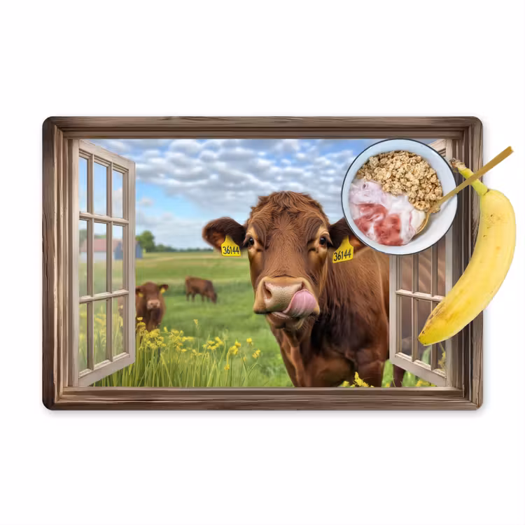 Placemat vinyl - Doorkijk - Koe - Weiland - Landschap - Dieren — 1
