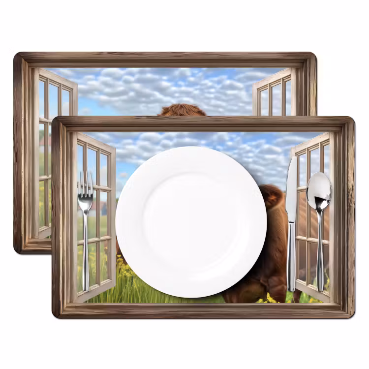 Placemat vinyl - Doorkijk - Koe - Weiland - Landschap - Dieren — 2