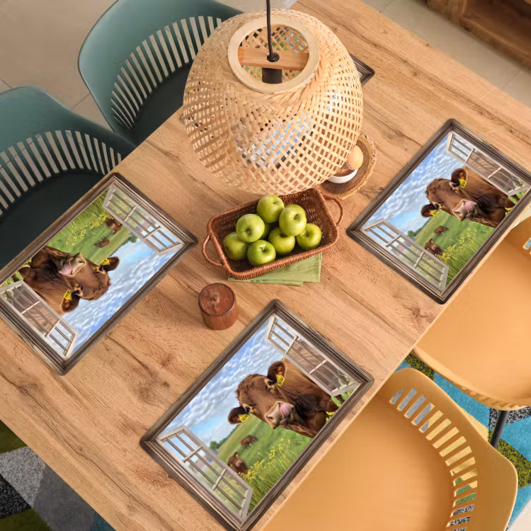 Placemat vinyl - Doorkijk - Koe - Weiland - Landschap - Dieren — 3