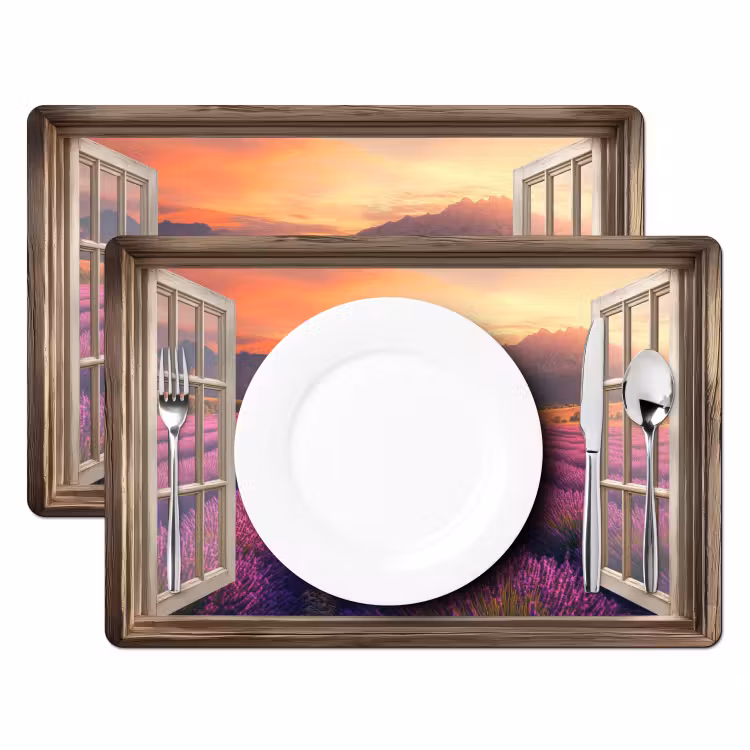Placemat vinyl - Doorkijk - Lavendel - Landschap - Bloemen - Paars — 2