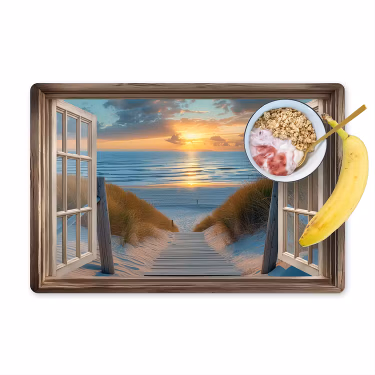 Placemat vinyl - Doorkijk - Strand - Pad - Zonsondergang — 1