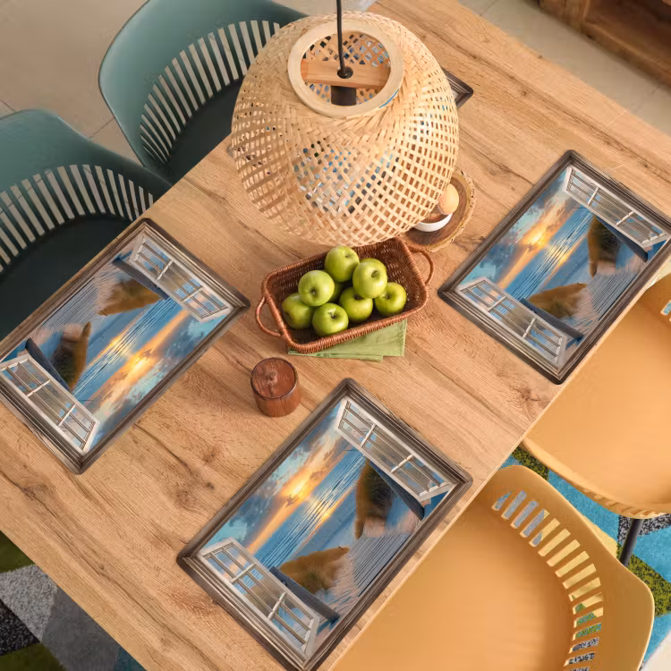 Placemat vinyl - Doorkijk - Strand - Pad - Zonsondergang — 3