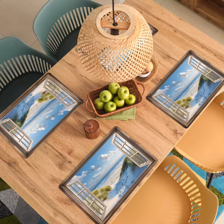 Placemat vinyl - Doorkijk - Strand - Raam - Duinen - Zee — 3