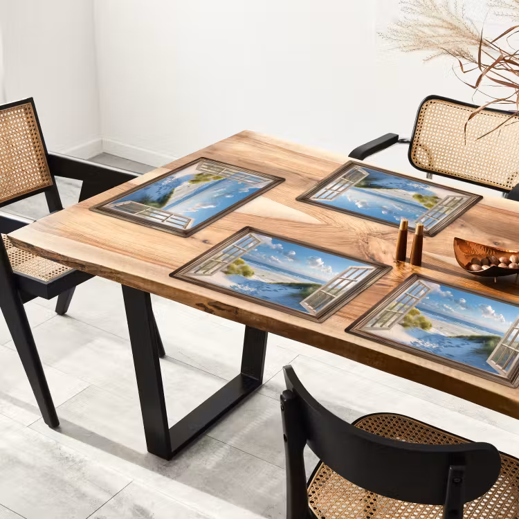 Placemat vinyl - Doorkijk - Strand - Raam - Duinen - Zee — 4