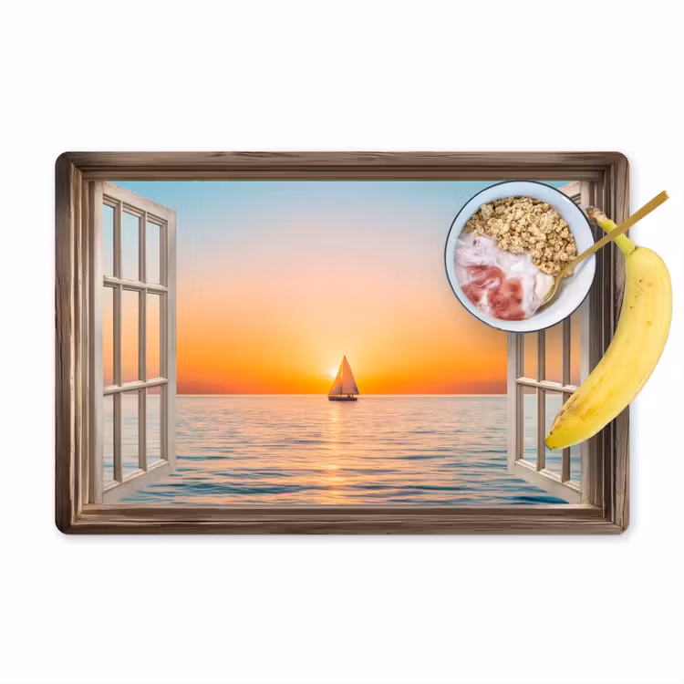 Placemat vinyl - Doorkijk - Zee - Boot - Zonsondergang — 1