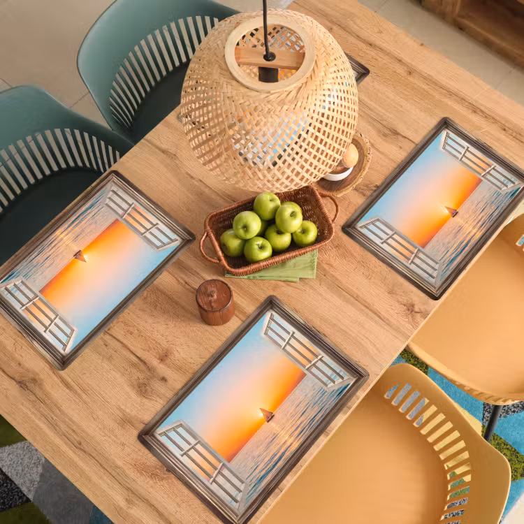 Placemat vinyl - Doorkijk - Zee - Boot - Zonsondergang — 3