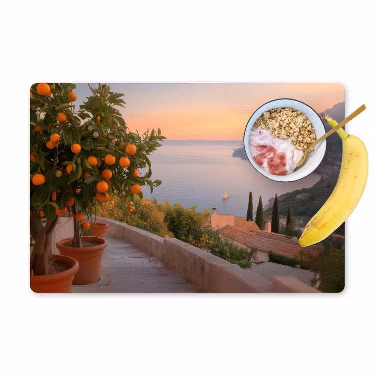 Placemat vinyl - Middelandse zee - Sinaasappel - Heuvels - Zee — 1