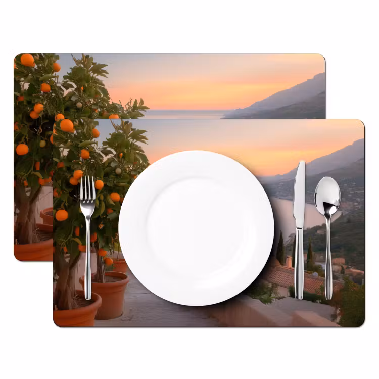 Placemat vinyl - Middelandse zee - Sinaasappel - Heuvels - Zee — 2
