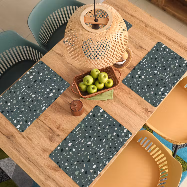 Placemat vinyl - Terrazzo - Patroon - Kleurrijk - Groen — 3