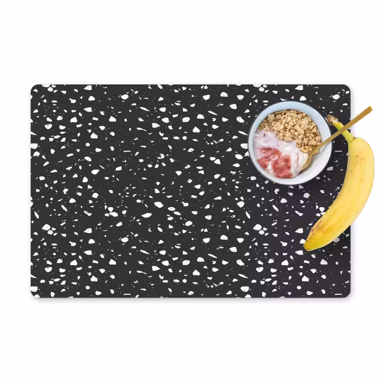 Placemat vinyl - Terrazzo -  Patroon - Zwart - Wit — 1