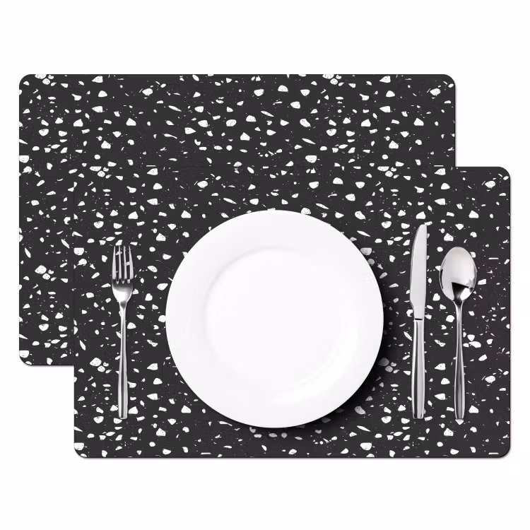 Placemat vinyl - Terrazzo -  Patroon - Zwart - Wit — 2