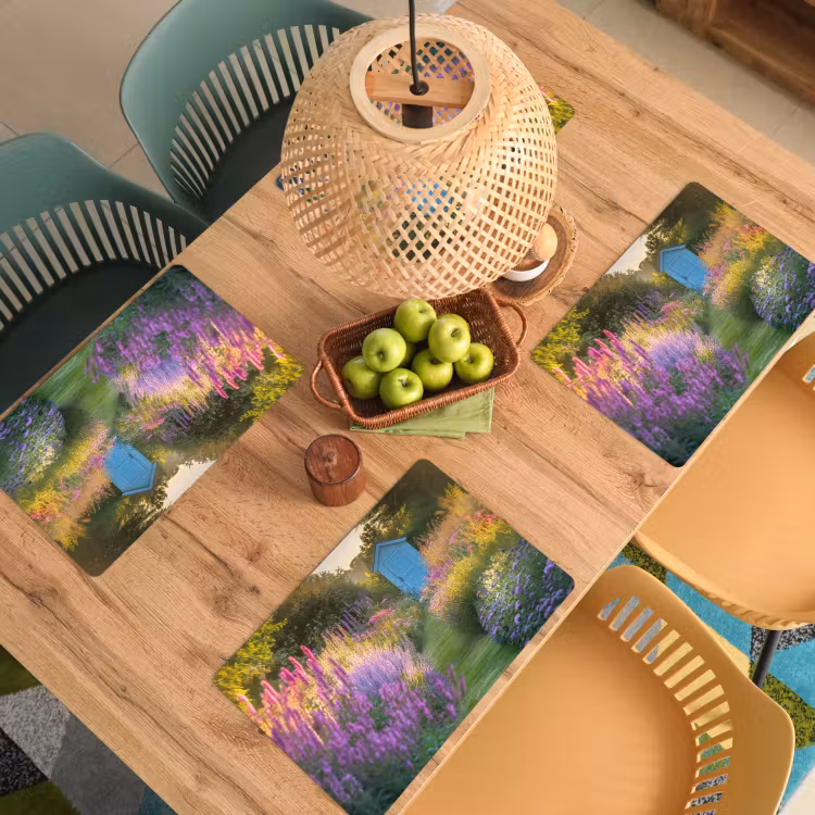 Placemat vinyl - Tuinhuisje - Blauw - Bloemen — 3