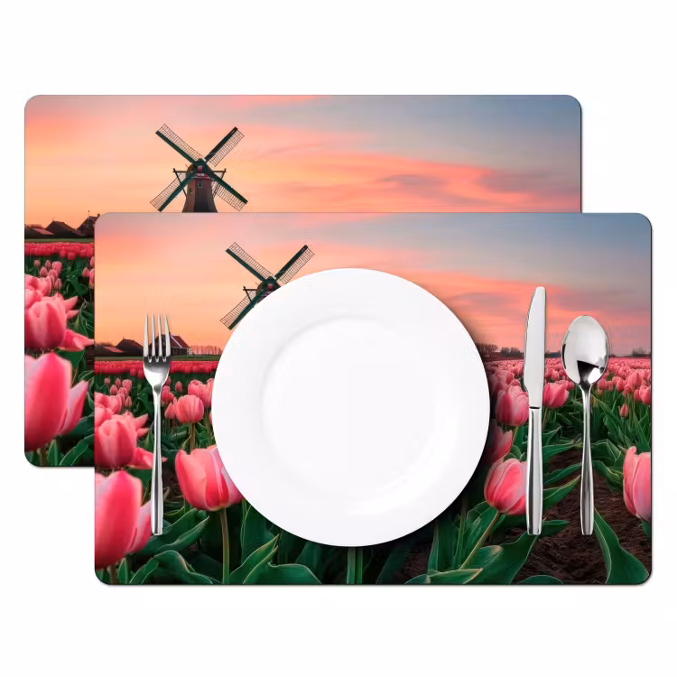 Placemat vinyl - Tulpen - Molen - Nederland — 2
