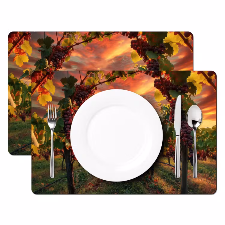 Placemat vinyl - Wijngaard - Druiven - Zonsondergang — 2