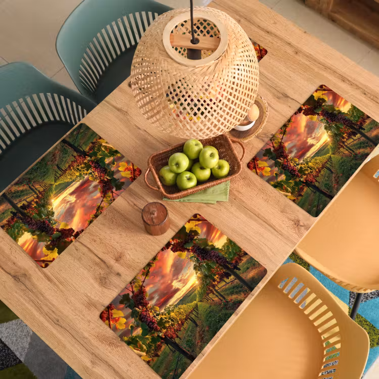 Placemat vinyl - Wijngaard - Druiven - Zonsondergang — 3