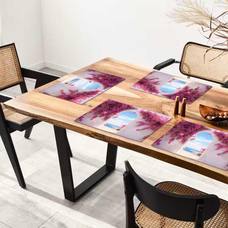 Placemat vinyl - Zee - Roze - Bloemen - Poort — 4