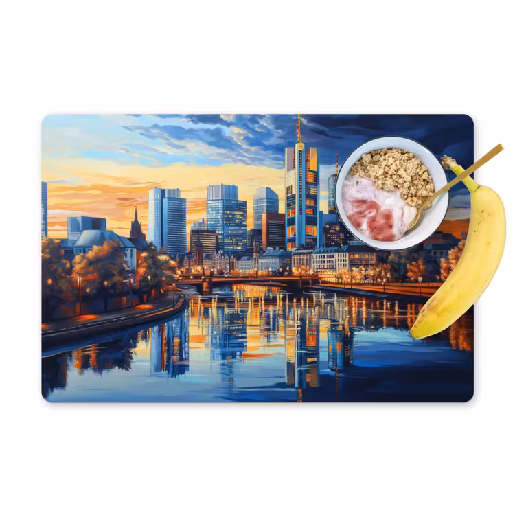Placemat vinyl - Zonsondergang Frankfurt - Stad - Skyline - Water — 1
