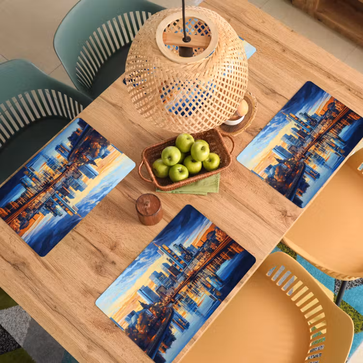 Placemat vinyl - Zonsondergang Frankfurt - Stad - Skyline - Water — 3