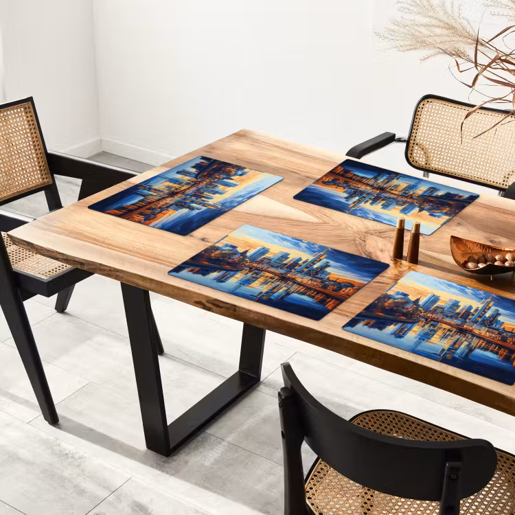 Placemat vinyl - Zonsondergang Frankfurt - Stad - Skyline - Water — 4