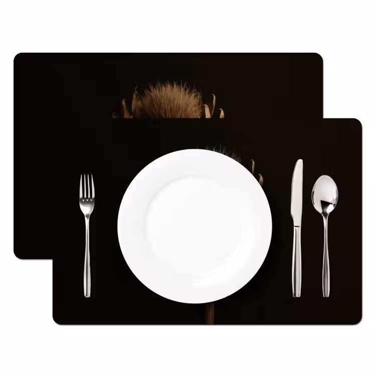 Placemat vinyl - Donkerbruin - Bloem - Textuur - Artisjok — 2