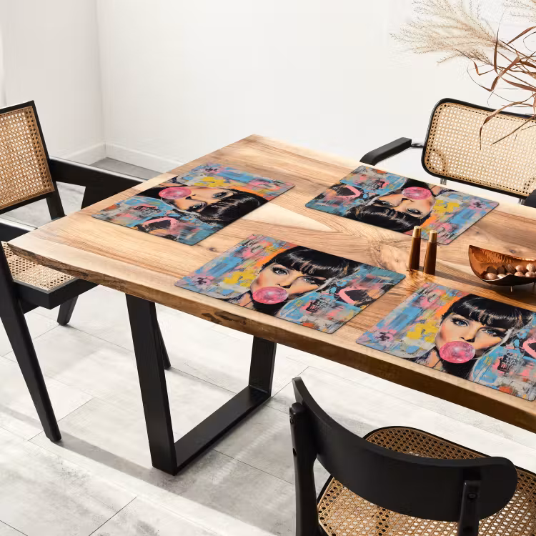 Placemat vinyl - Kauwgom - Vrouw - Penseelstreken - Modern — 4