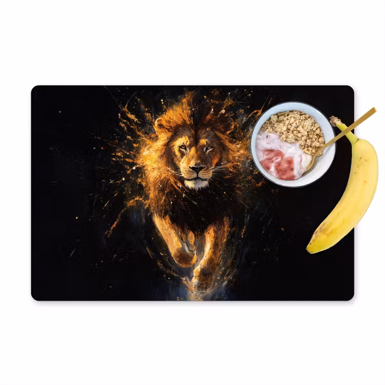 Placemat vinyl - Leeuw - Zwart - Oranje - Verf — 1