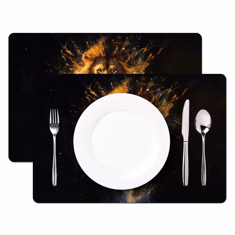 Placemat vinyl - Leeuw - Zwart - Oranje - Verf — 2