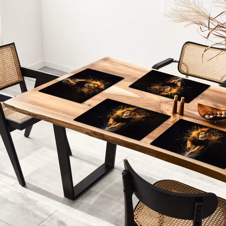 Placemat vinyl - Leeuw - Zwart - Oranje - Verf — 4