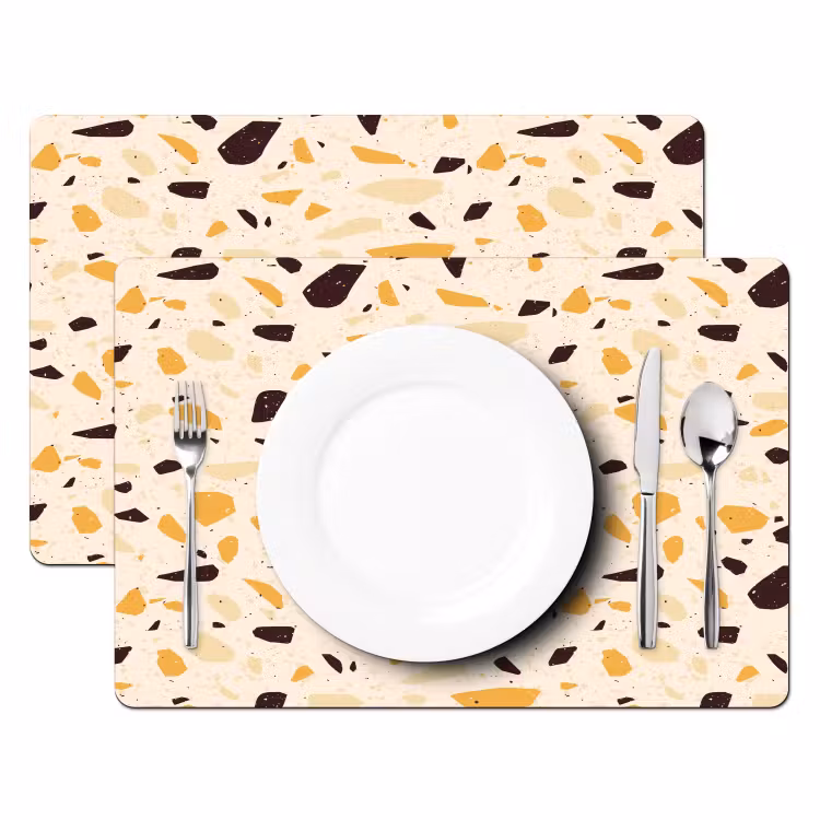 Placemat vinyl - Terrazzo - Patroon - Geel - — 2