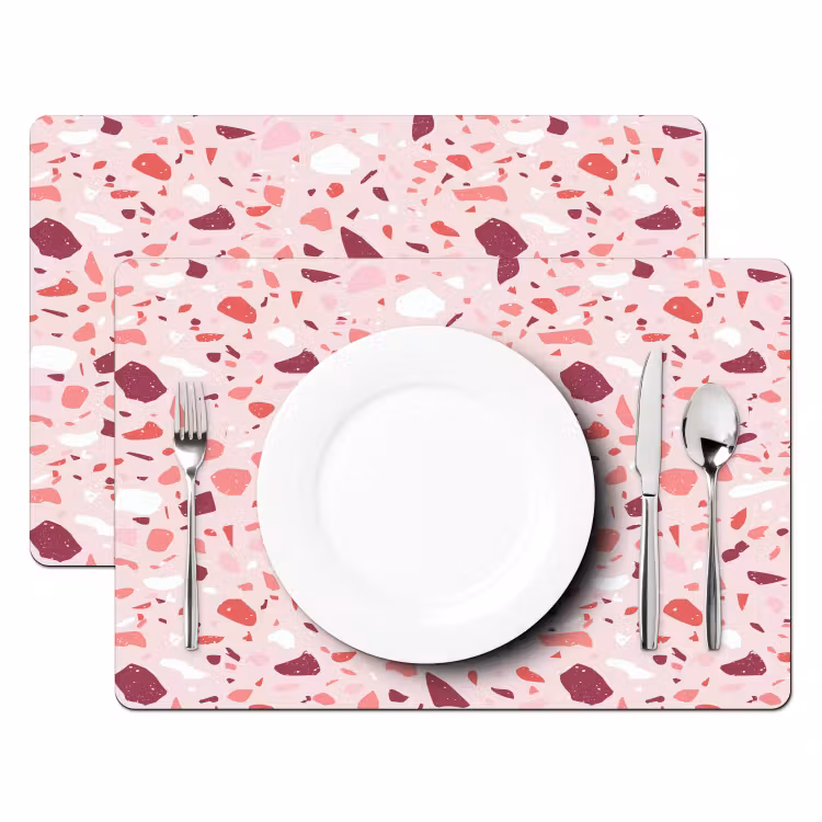 Placemat vinyl - Terrazzo - Patroon - Roze — 2
