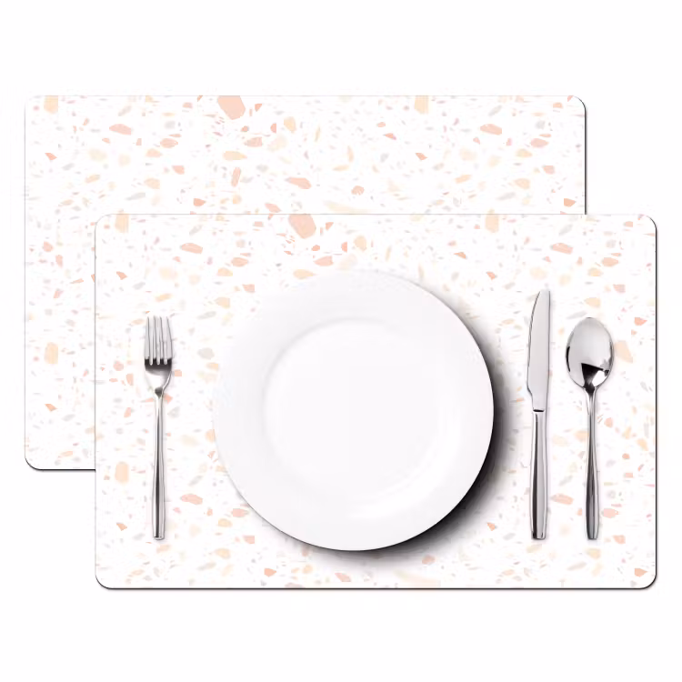 Placemat vinyl - Terrazzo - Patroon - Wit - Perzik — 2