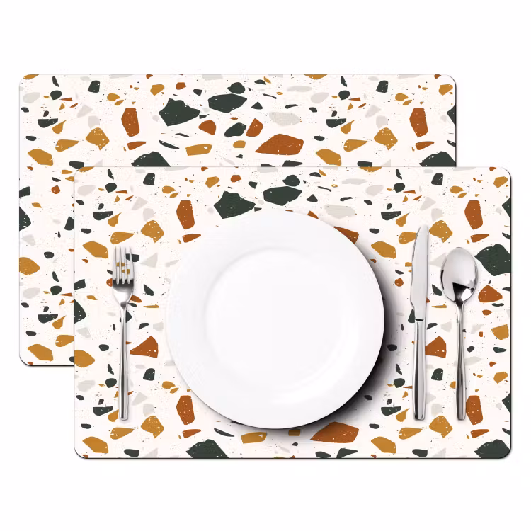 Placemat vinyl - Terrazzo - Patroon - Wit - Terra — 2