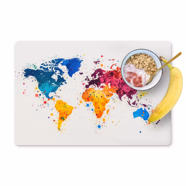 Placemat vinyl - Wereldkaart - Graffiti - Kleurrijk — 1