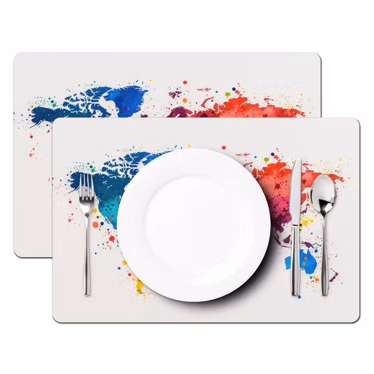 Placemat vinyl - Wereldkaart - Graffiti - Kleurrijk — 2