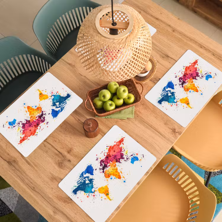 Placemat vinyl - Wereldkaart - Graffiti - Kleurrijk — 3