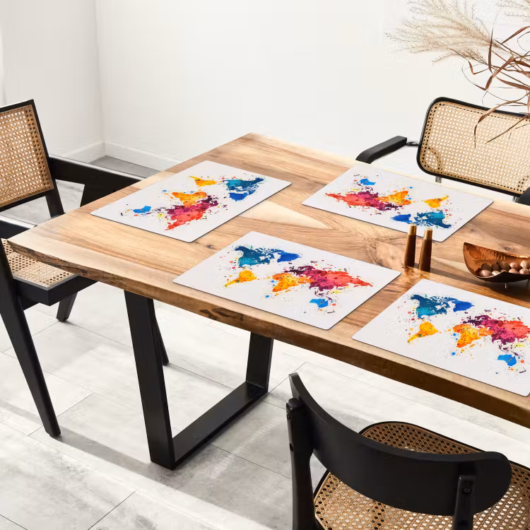 Placemat vinyl - Wereldkaart - Graffiti - Kleurrijk — 4