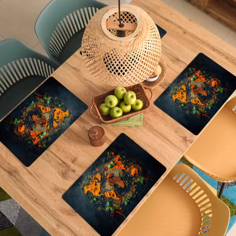 Placemat vinyl - Wereldkaart - Kruiden - Levendige kleuren — 3