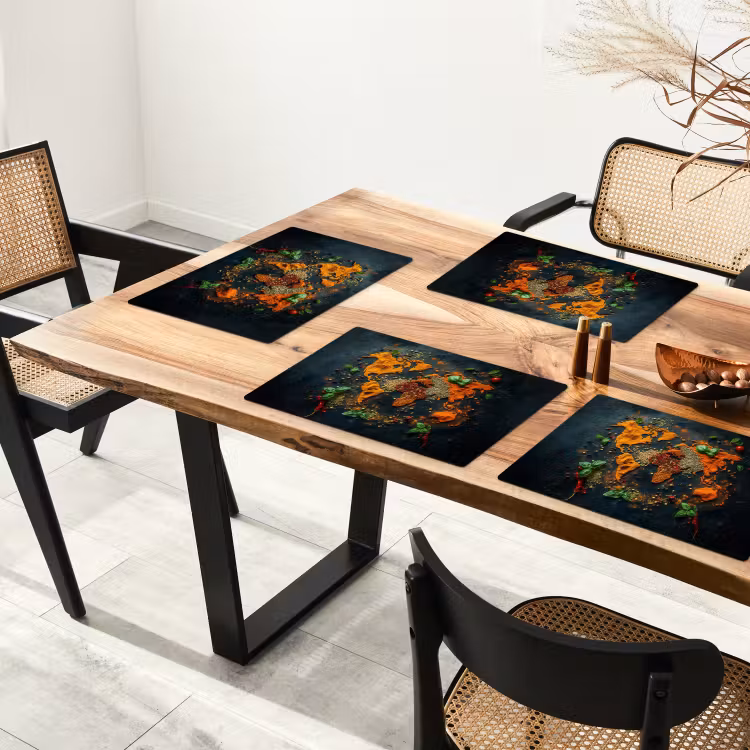 Placemat vinyl - Wereldkaart - Kruiden - Levendige kleuren — 4