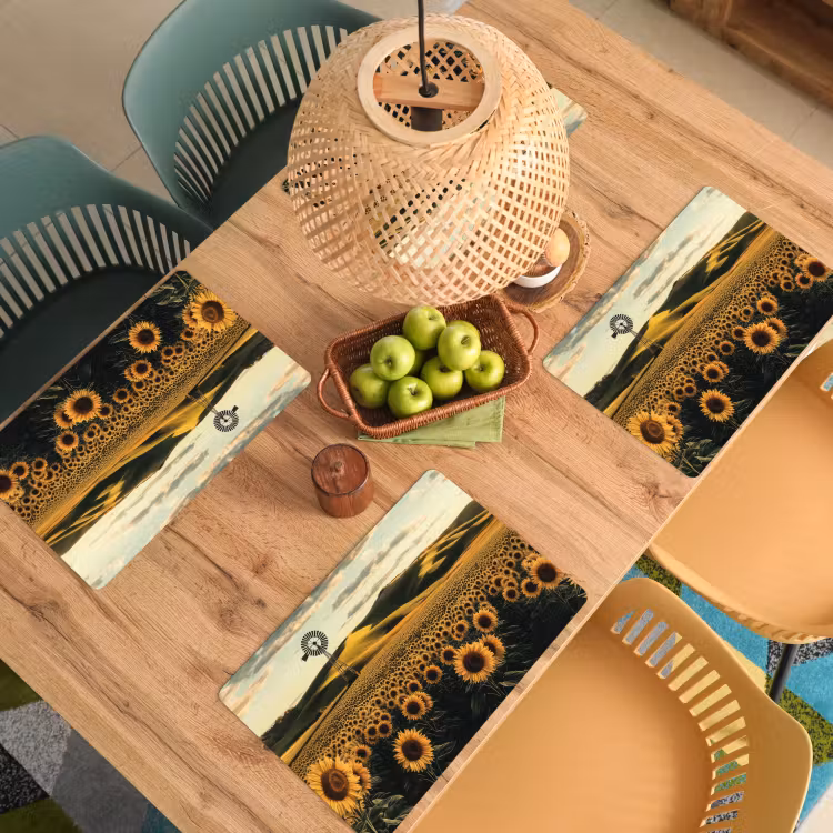 Placemat vinyl - Zonnebloem - Veld - Windmolen — 3