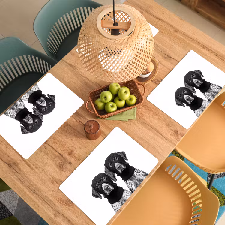 Placemat - 6 stuks - Honden - Bivakmuts - Zwart - wit — 3