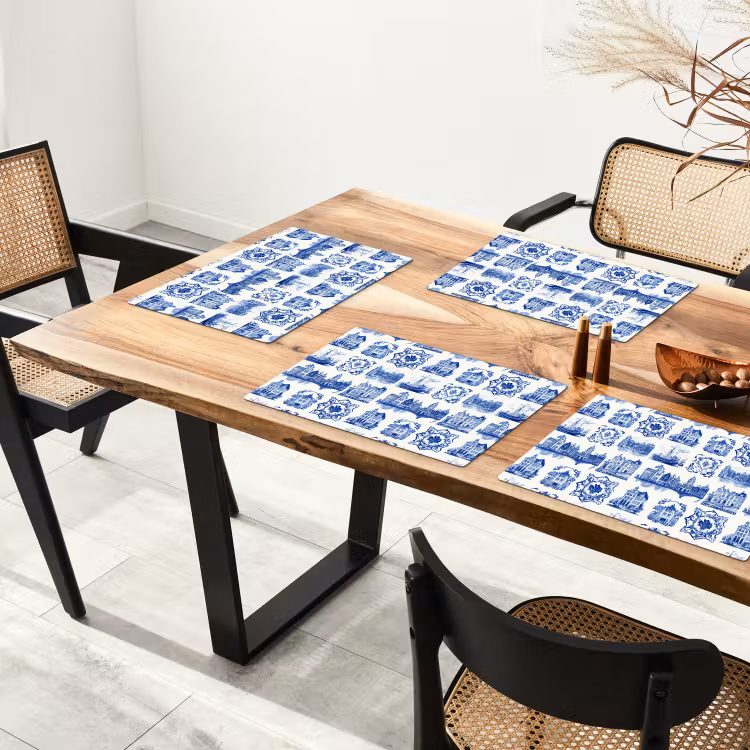 Placemat - 6 stuks - Huizen - Schepen - Blauw — 4