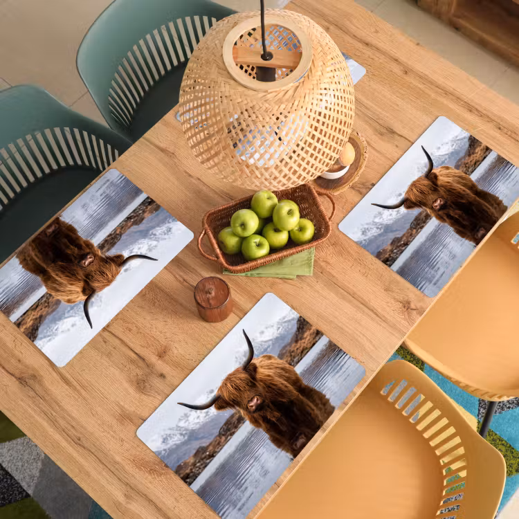 Placemat - 6 stuks - Schotse hooglander - Bruin - Water — 3
