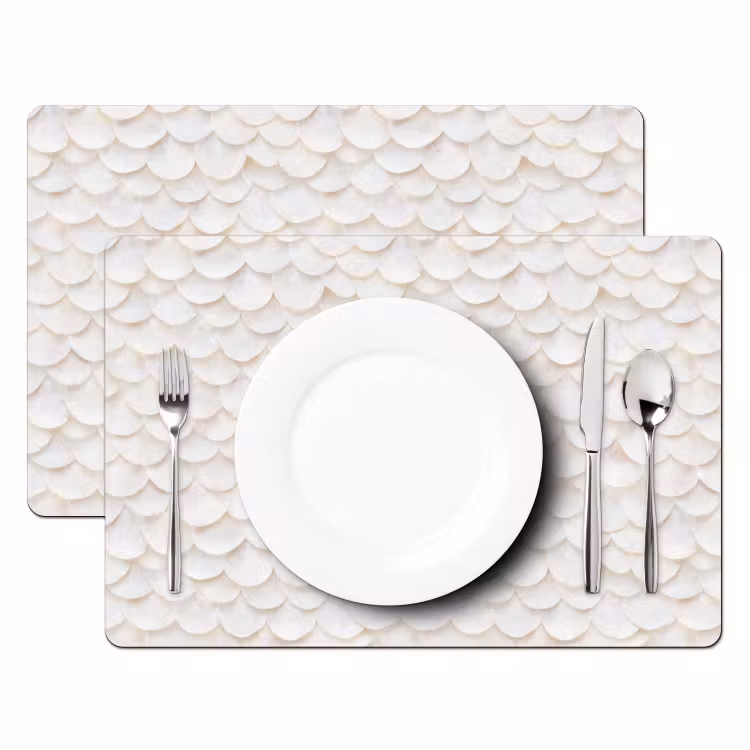 Placemat - 6 stuks - Schubben - Wit - Elegant — 2