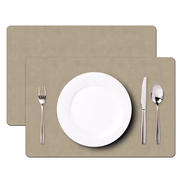 Placemat - 6 stuks - Taupekleur - Gewolkt textuur - Natuurlijk — 2